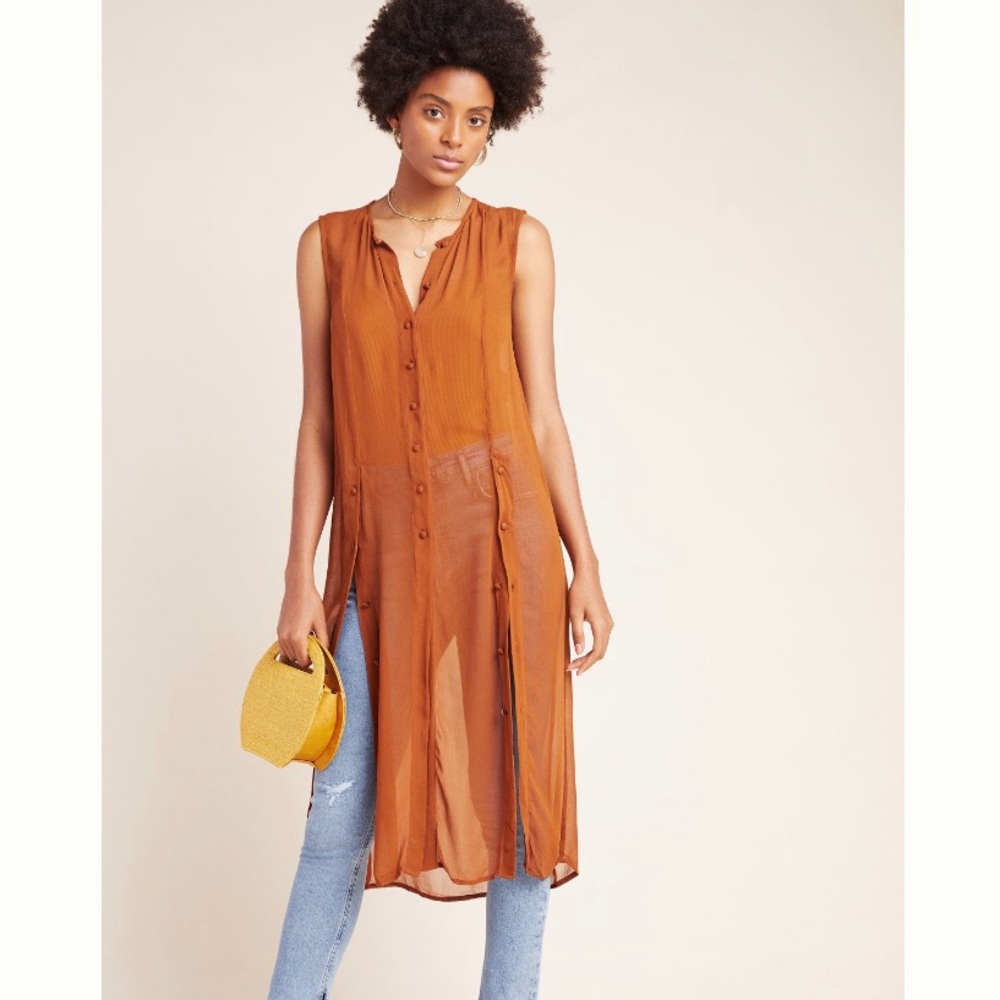 NWOT Anthropologie Maeve Meriweather Sheer Button-Front Tunic